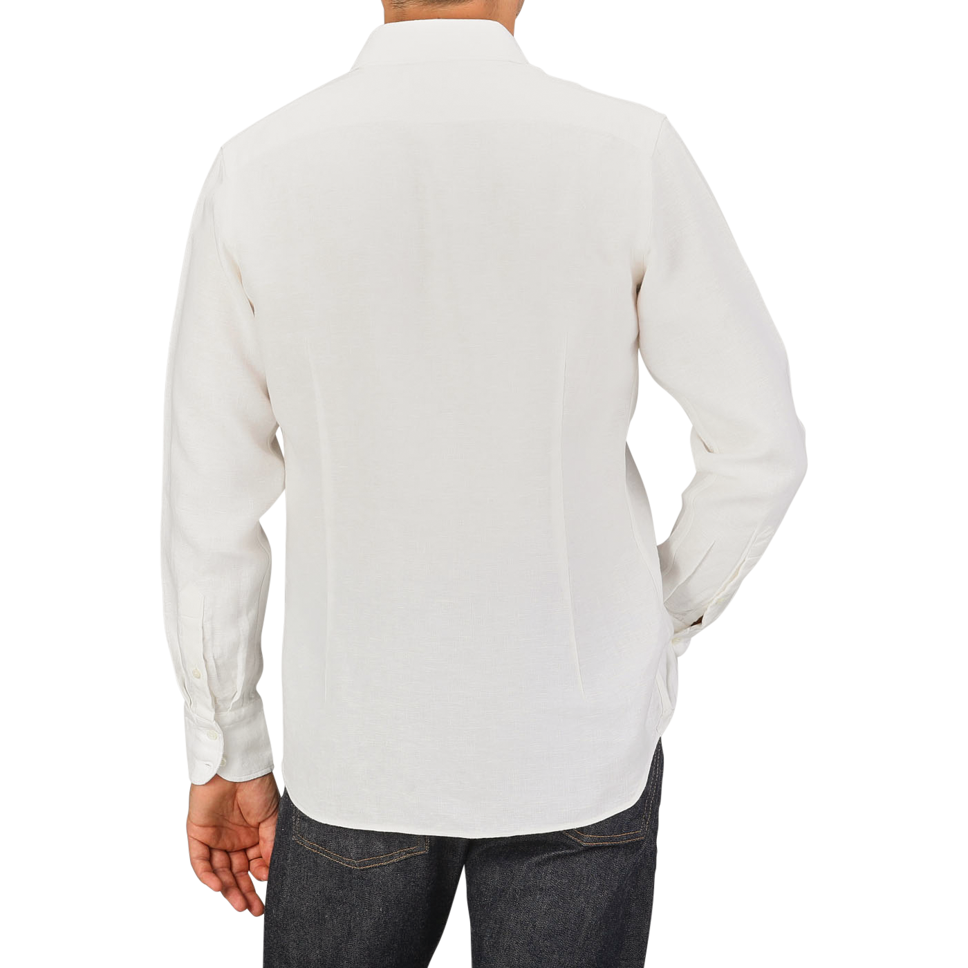 Ecru White Linen Cut-Away Signature Shirt