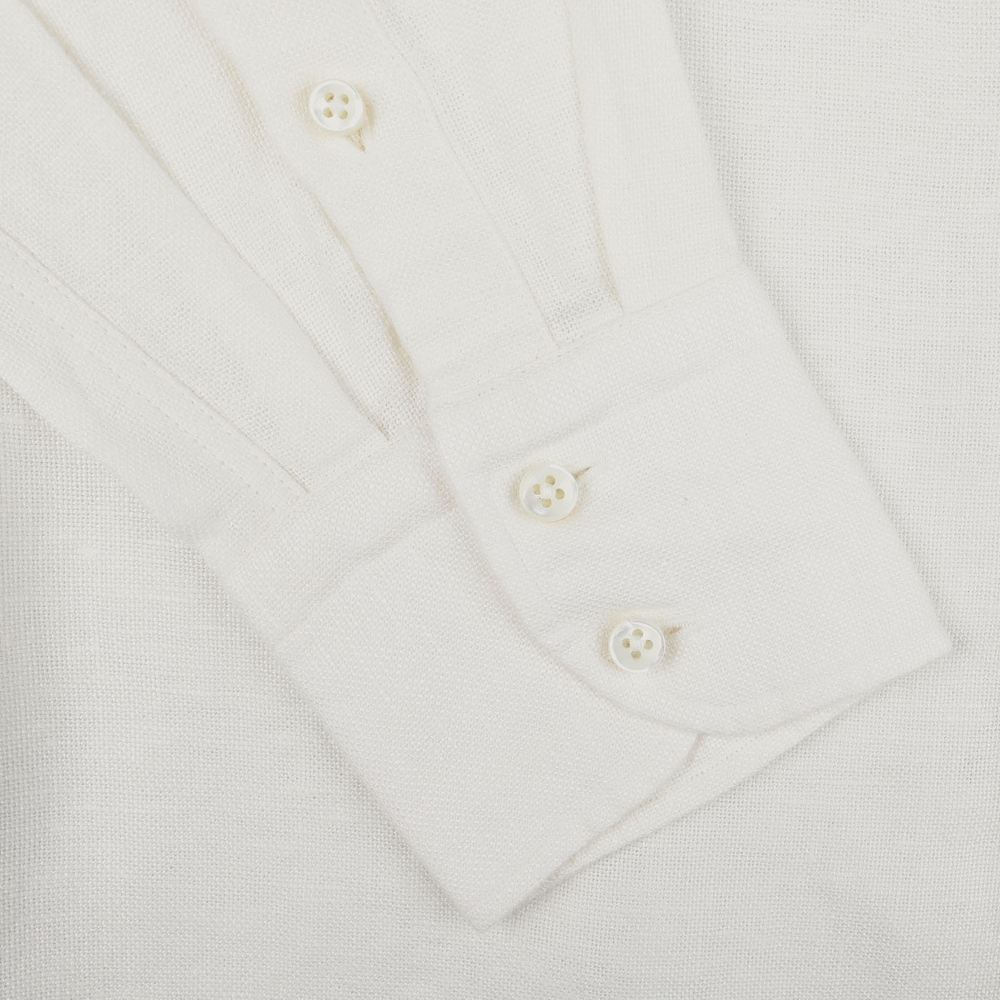 Ecru White Linen Cut-Away Signature Shirt