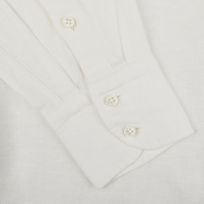 Ecru White Linen Cut-Away Signature Shirt
