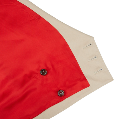 An Alexander Kraft Monte Carlo Light Beige Cotton Twill DB Waistcoat with buttons.