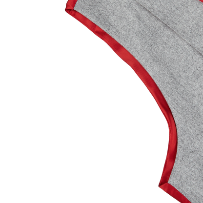 An Alexander Kraft Monte Carlo Light Grey VBC Wool Flannel DB Waistcoat with a red trim, made from pure wool.