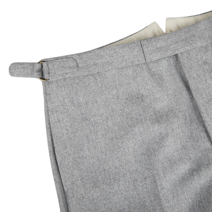 A pair of Light Grey VBC Wool Flannel Riviera Trousers with a belt from Alexander Kraft Monte Carlo.