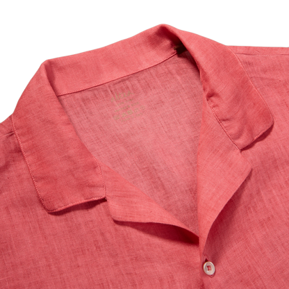 Pink Short Sleeve Linen Shirt