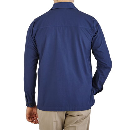 Altea Blue Cotton Poplin Field Jacket Back