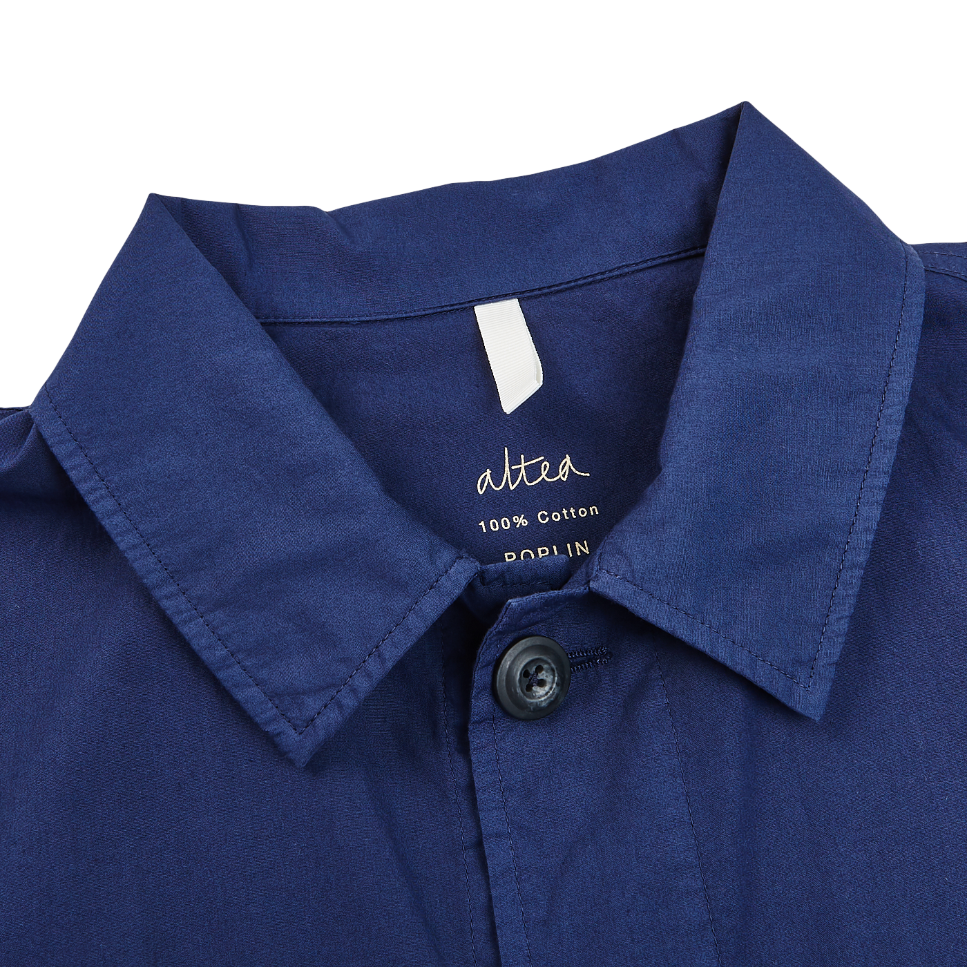 Altea Blue Cotton Poplin Field Jacket Collar