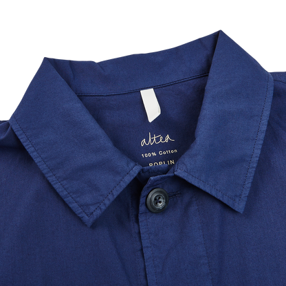 Altea Blue Cotton Poplin Field Jacket Collar