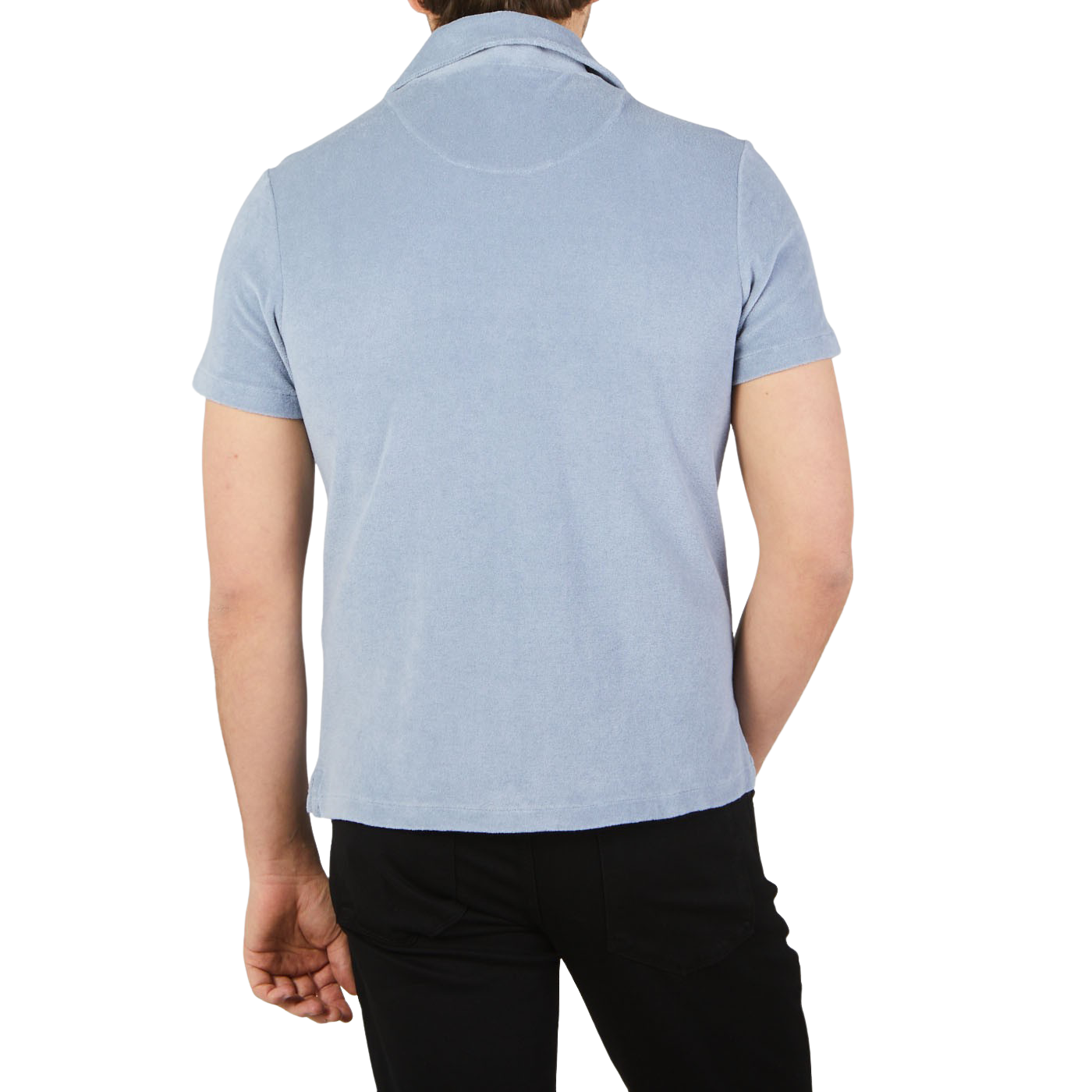 Altea Blue Organic Towelling Cotton Capri Collar Shirt Back
