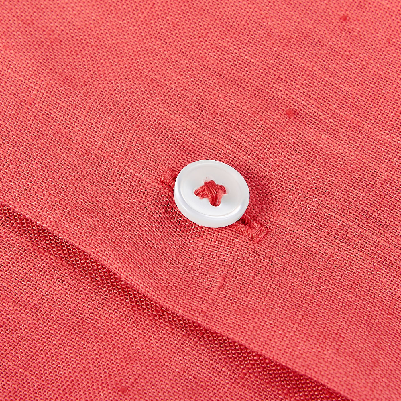 Altea Coral Red Linen Short Sleeve Shirt Button