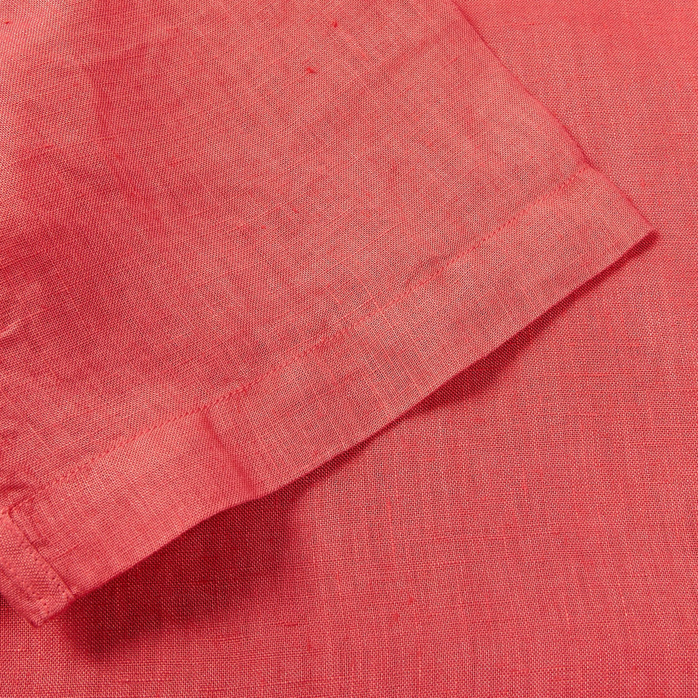 Altea Coral Red Linen Short Sleeve Shirt Cuff