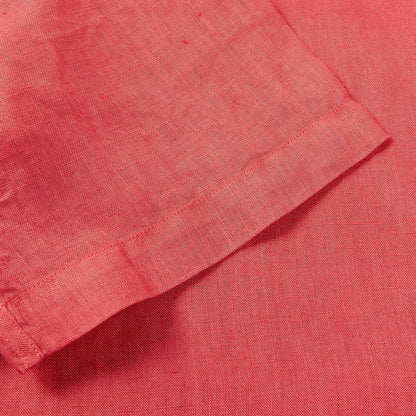 Altea Coral Red Linen Short Sleeve Shirt Cuff