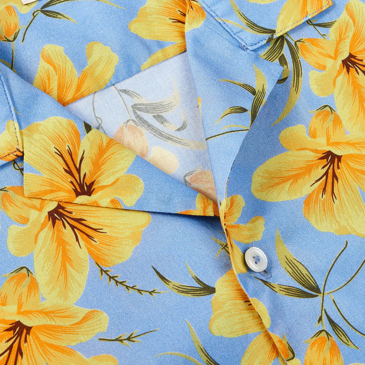 Altea Light Blue Printed Cotton Short Sleeve Shirt Brim