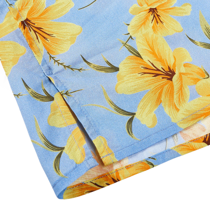 Altea Light Blue Printed Cotton Short Sleeve Shirt Edge