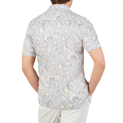 Altea Light Grey Flower Printed Cotton Shirt Back