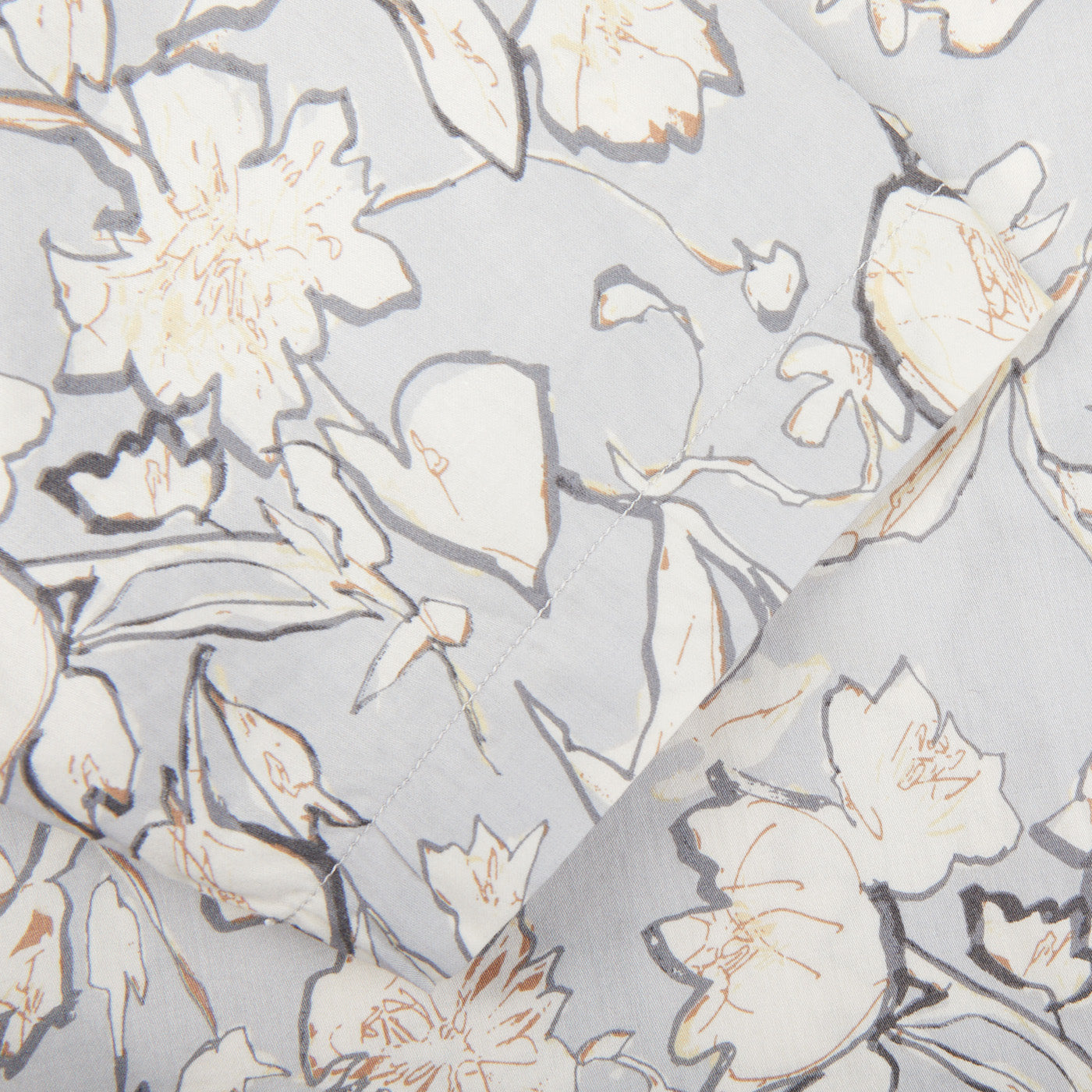 Altea Light Grey Flower Printed Cotton Shirt Cuff