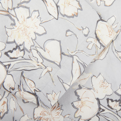 Altea Light Grey Flower Printed Cotton Shirt Cuff