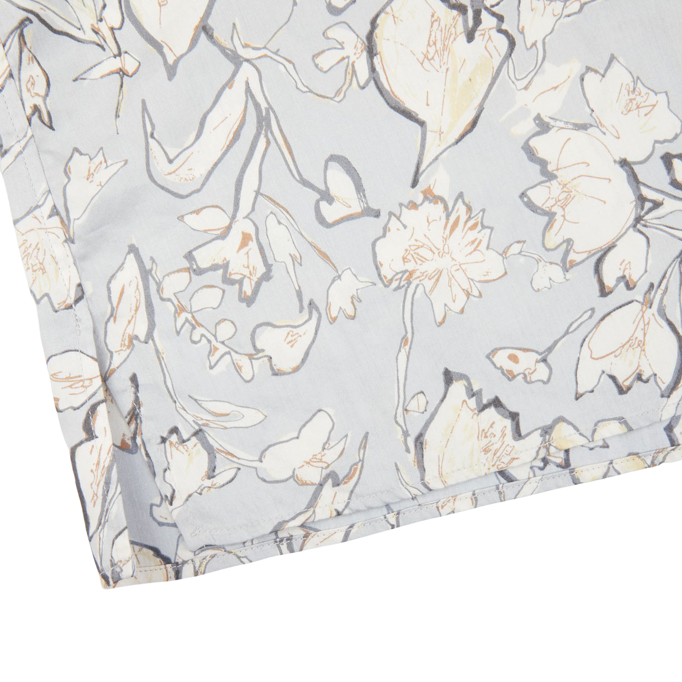 Altea Light Grey Flower Printed Cotton Shirt Edge