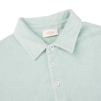 Altea Mint Green Organic Towelling Cotton Polo Shirt Collar