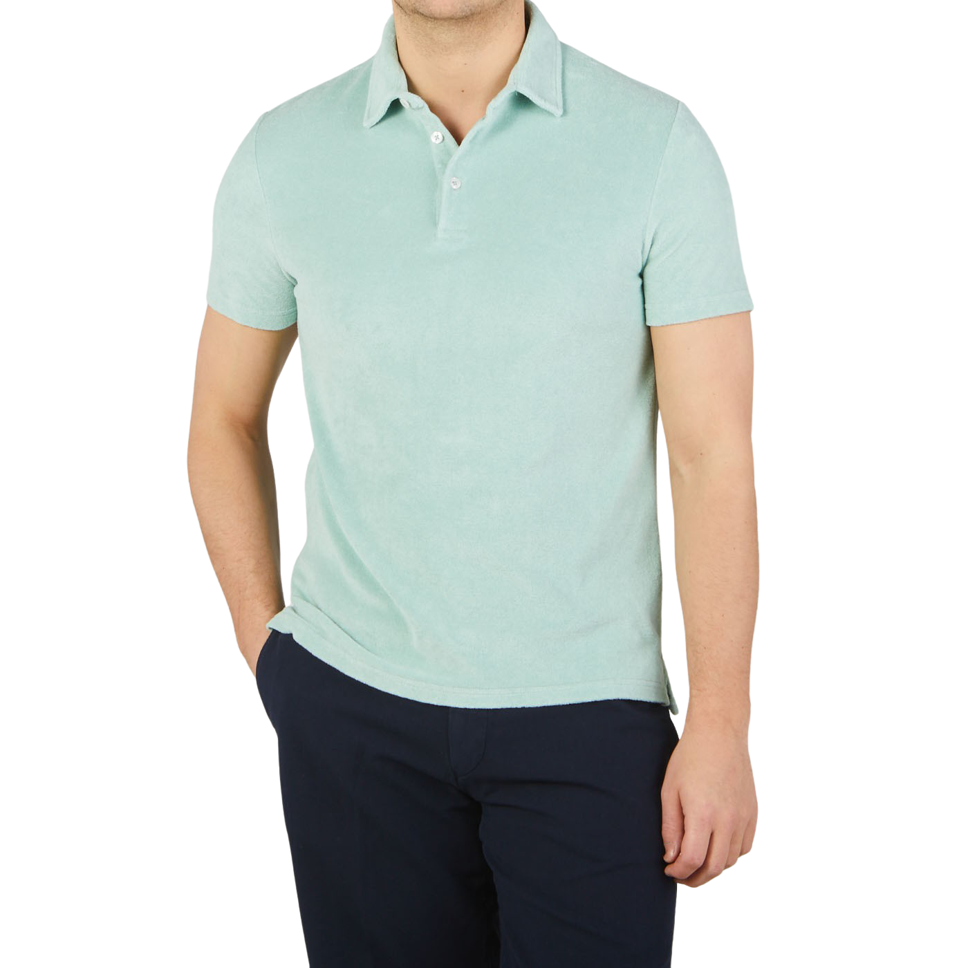 Altea Mint Green Organic Towelling Cotton Polo Shirt Front
