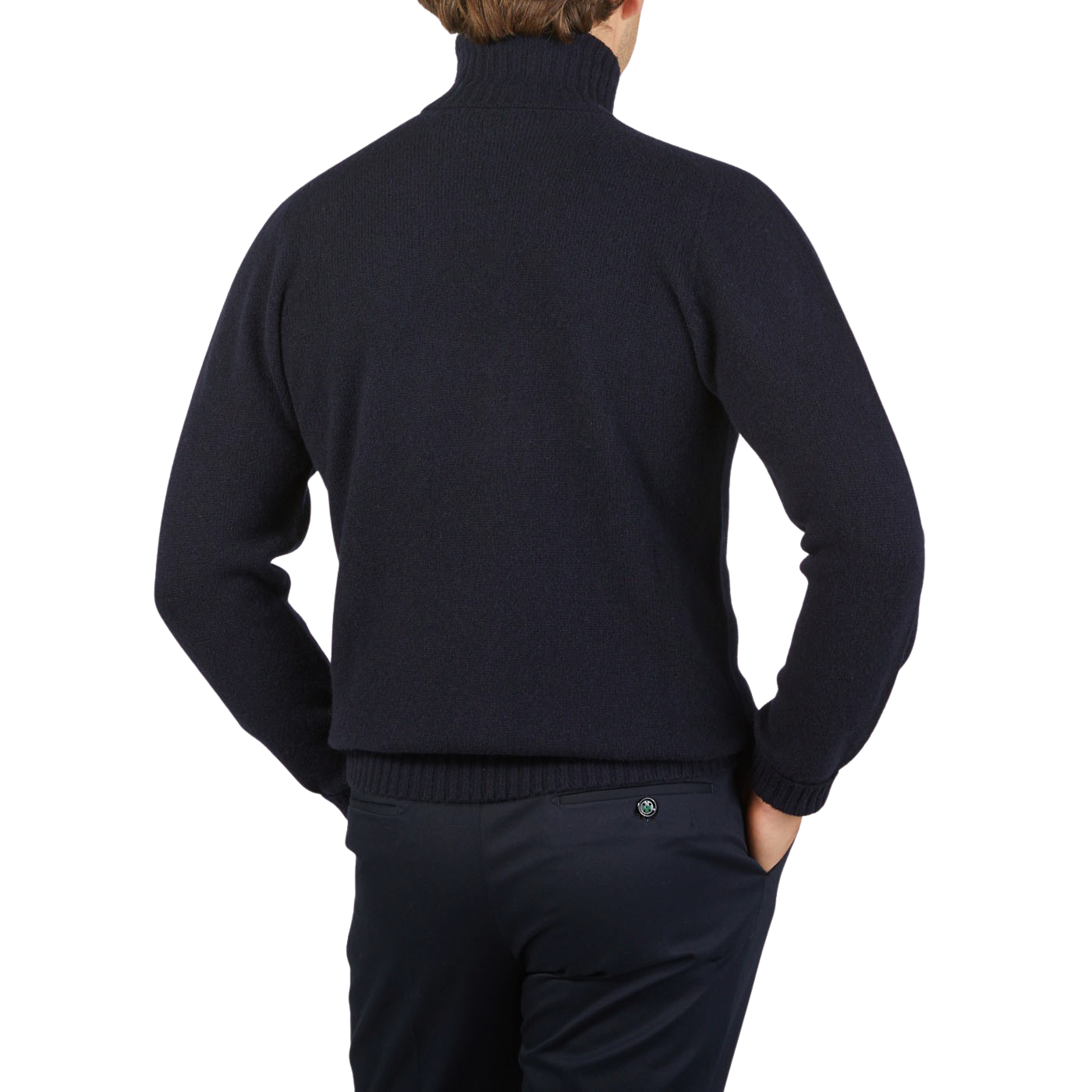 Altea Navy Blue Wool Cashmere Rollneck Back