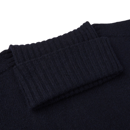Altea Navy Blue Wool Cashmere Rollneck Collar