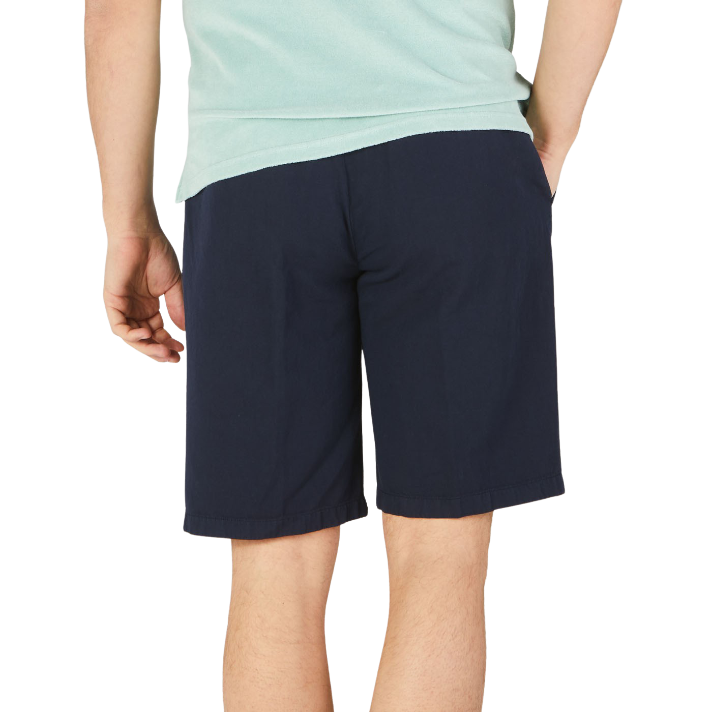 Altea Navy Cotton Linen Bermuda Shorts Back