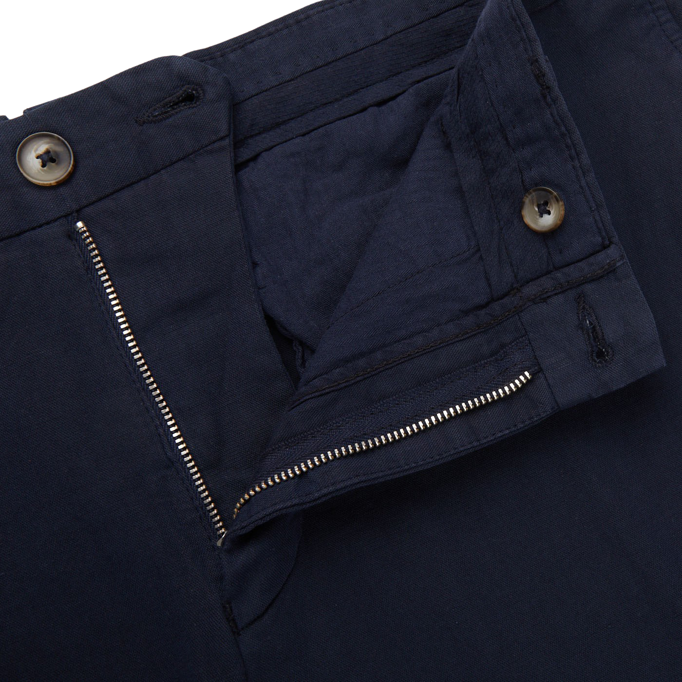 Altea Navy Cotton Linen Bermuda Shorts Zipper