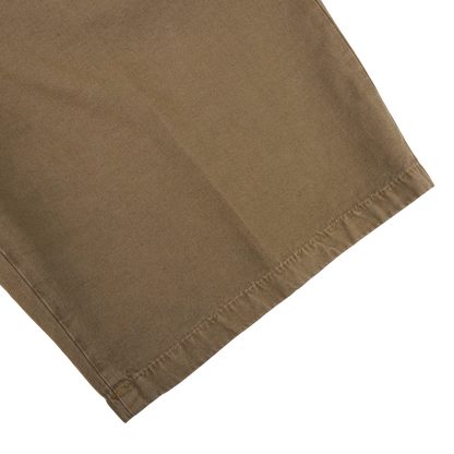 Altea Olive Cotton Linen Bermuda Shorts Cuff