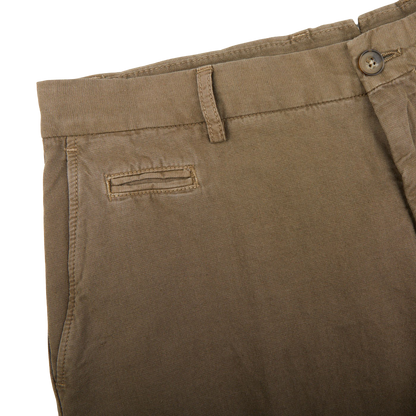 Altea Olive Cotton Linen Bermuda Shorts Edge