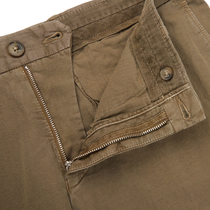 Altea Olive Cotton Linen Bermuda Shorts Zipper