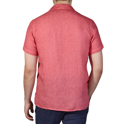 Pink Short Sleeve Linen Shirt