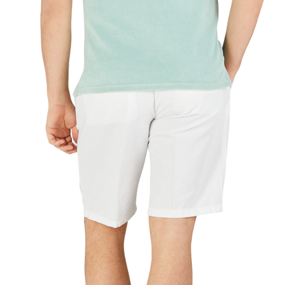 Altea White Cotton Linen Bermuda Shorts Back