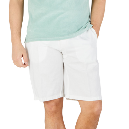 Altea White Cotton Linen Bermuda Shorts Front
