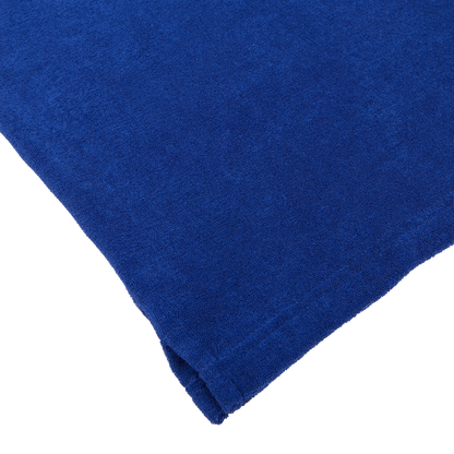Dark Blue Cotton Towelling Capri Collar Polo Shirt by Altea fabric on a white surface.