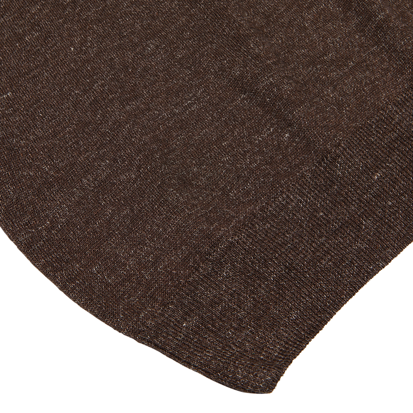 Close-up of a brown, Melange Linen Cashmere Blend Polo Shirt fabric swatch with a textured weave on a white background by Altea.