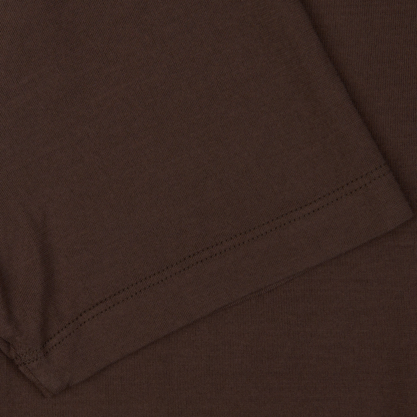 Close-up view of Altea's Dark Brown Cotton Jersey Capri Collar Polo Shirt with visible stitching detail.