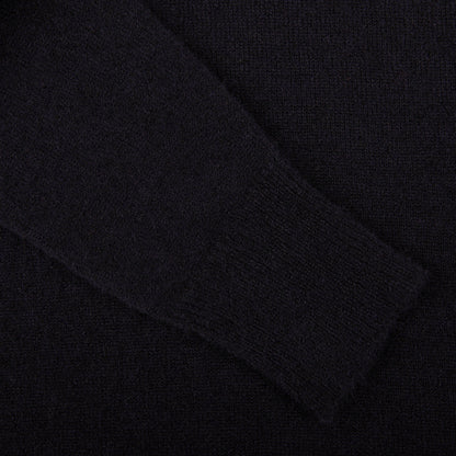 A close up of an Altea navy blue wool alpaca crewneck sweater.