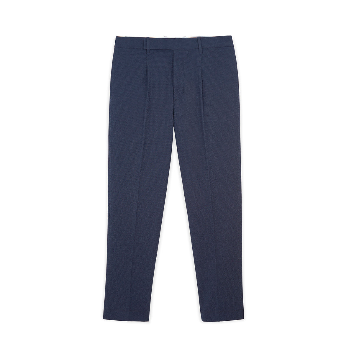 Navy Blue Stretch Seersucker Suit Trousers