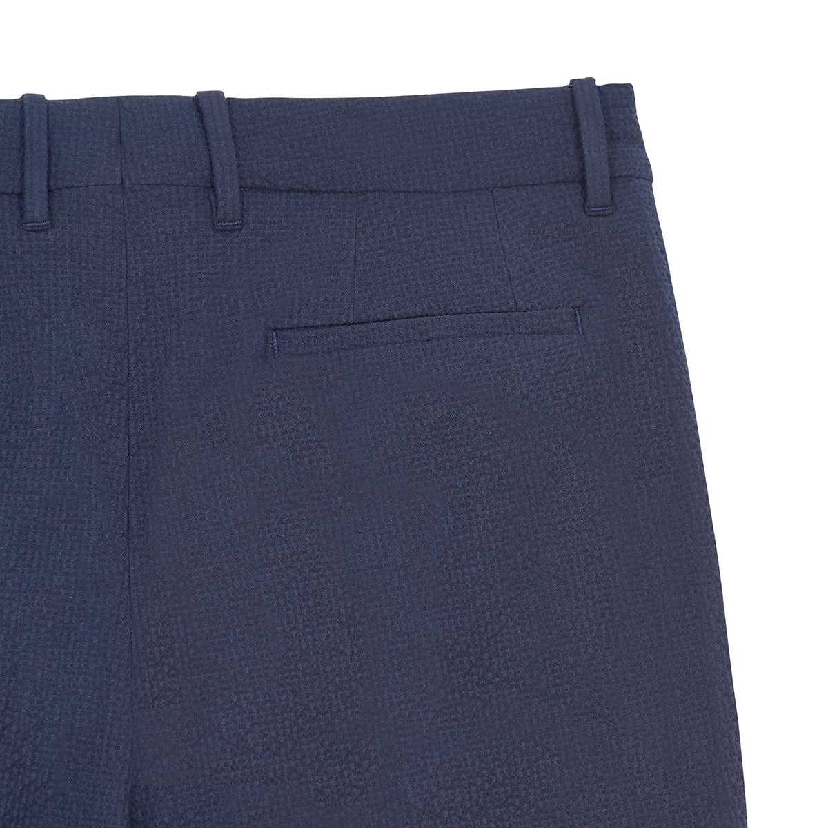 Navy Blue Stretch Seersucker Suit Trousers
