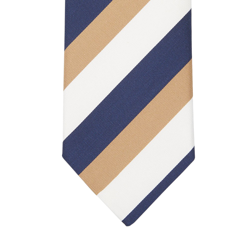 Amanda Christensen Beige Regimental Silk Lined Tie Front