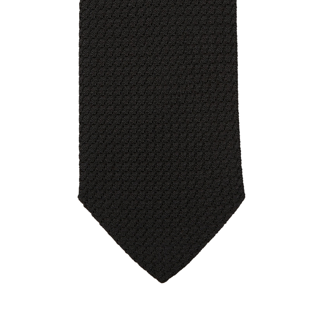Amanda Christensen Black Grenadine Grossa Lined Silk Tie Tip