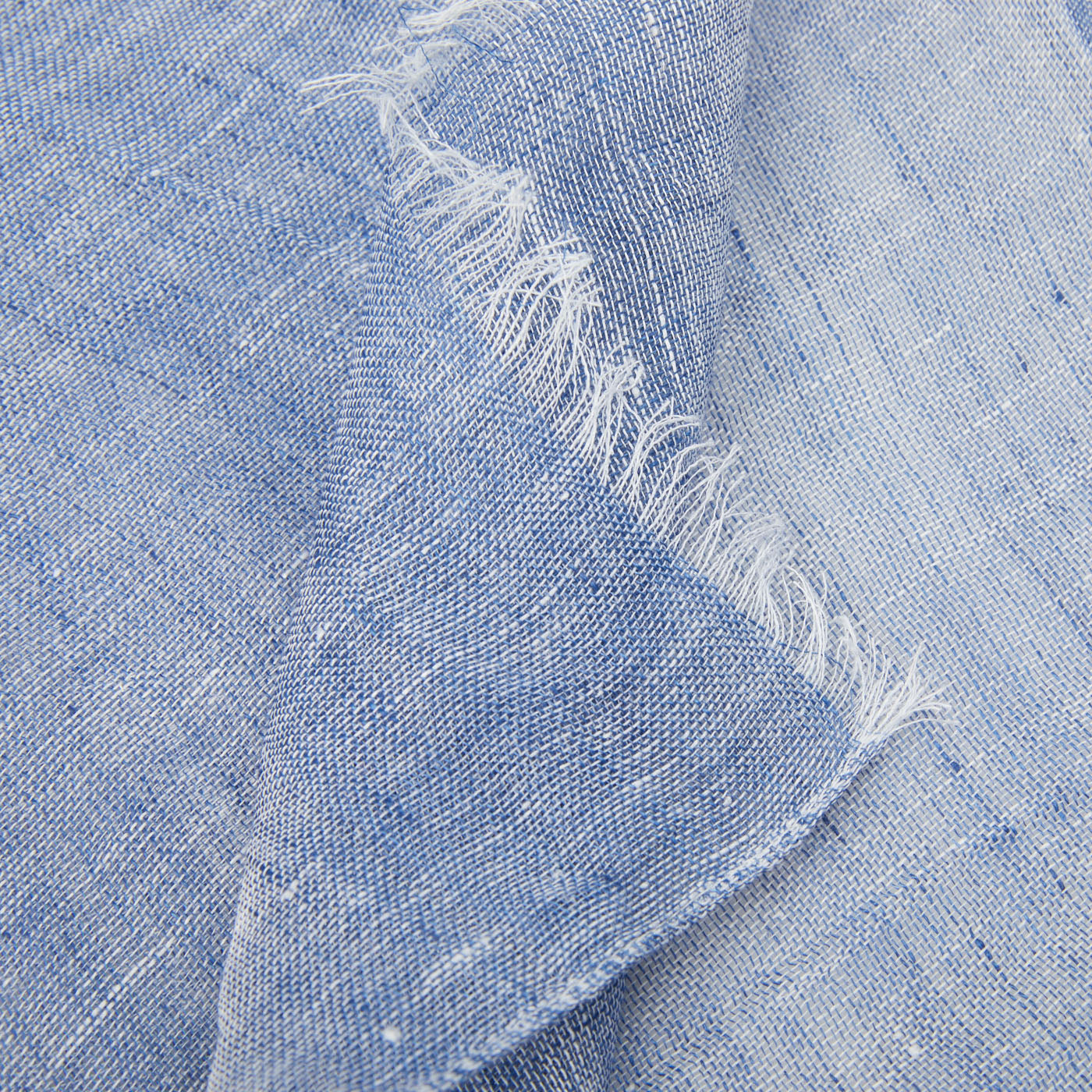 Amanda Christensen Blue Melange Linen Gauze Scarf Print