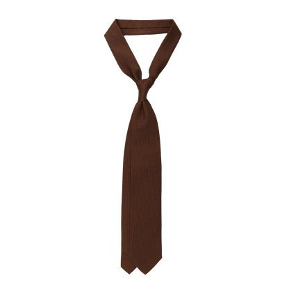 Amanda Christensen Dark Brown Grenadine Grossa Lined Silk Tie Feature