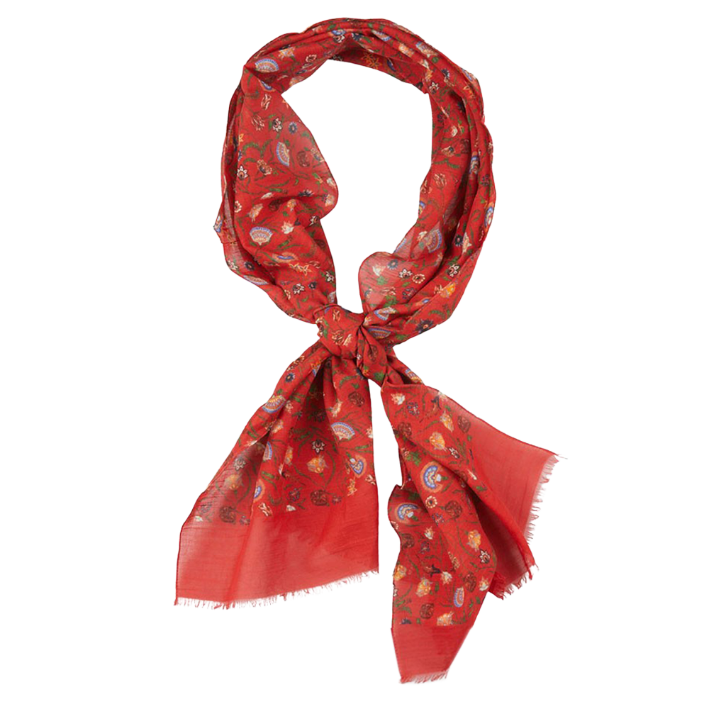 Amanda Christensen Red Flower Printed Cotton Scarf Feature