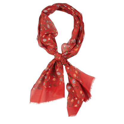 Amanda Christensen Red Flower Printed Cotton Scarf Feature