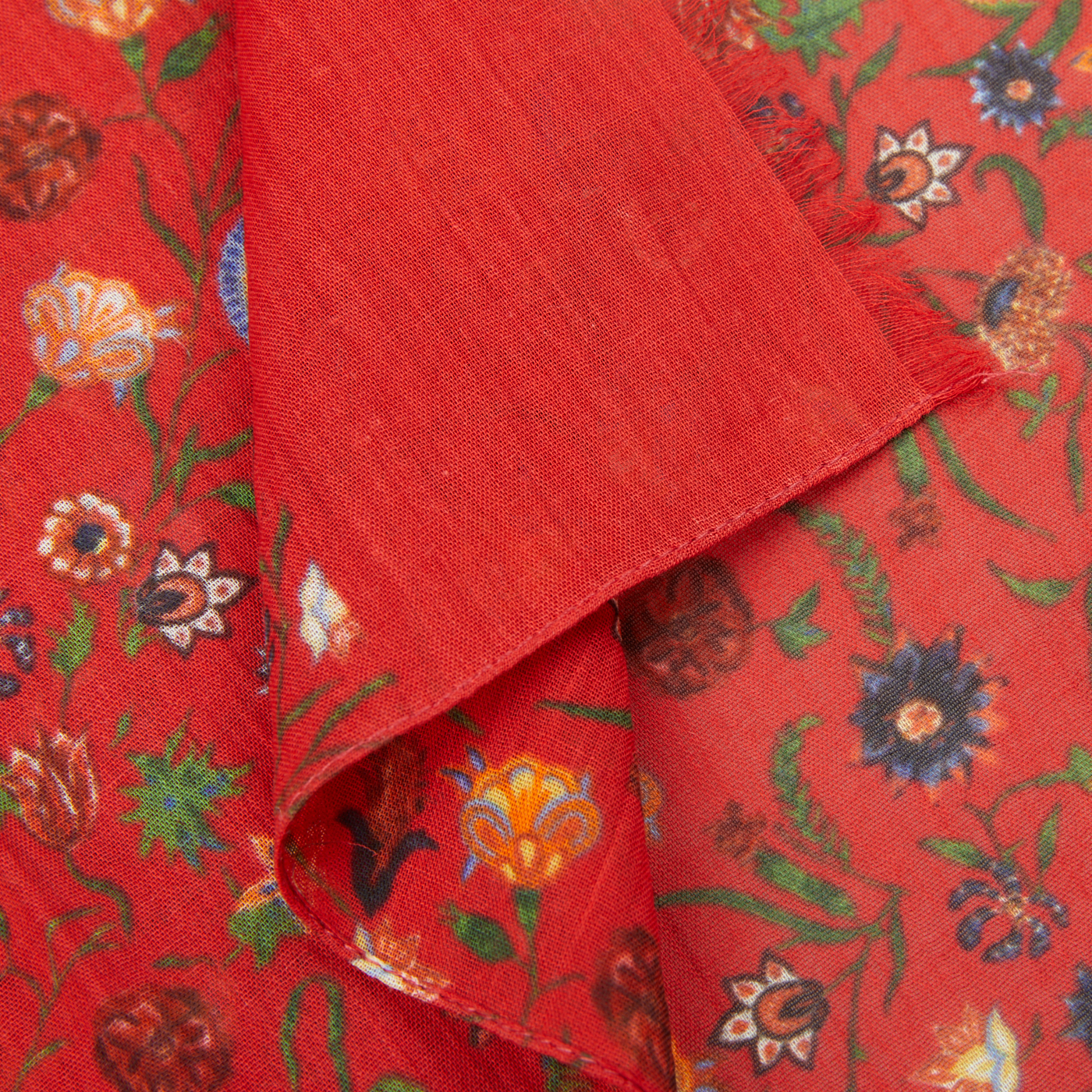 Amanda Christensen Red Flower Printed Cotton Scarf Print