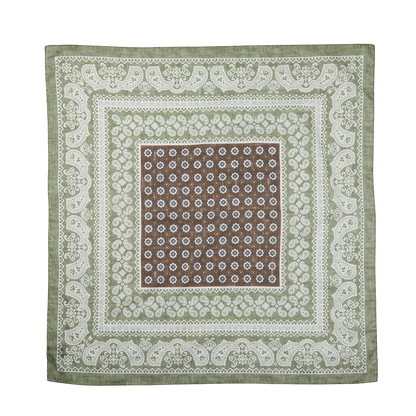Amanda Christensen Olive Melange Paisley Print Cotton Bandana