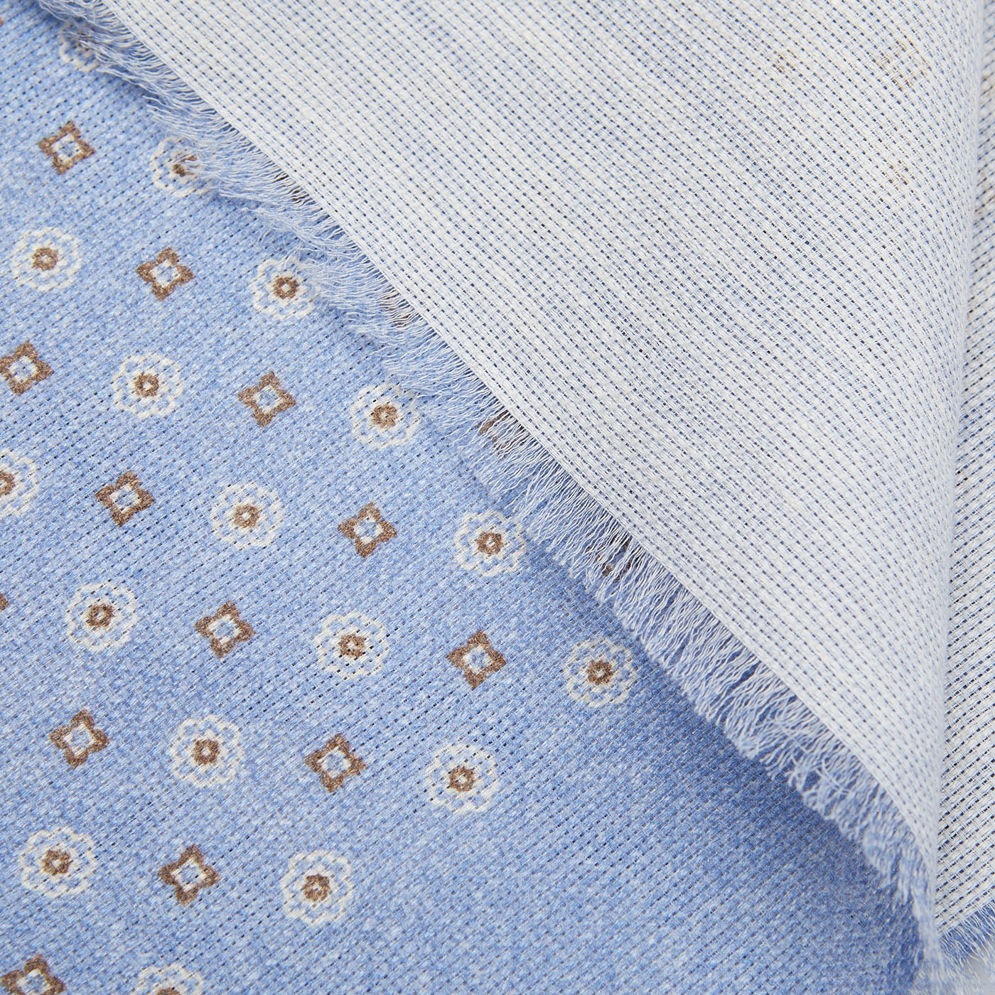 Sky Blue Medallion Printed Cotton Linen Scarf