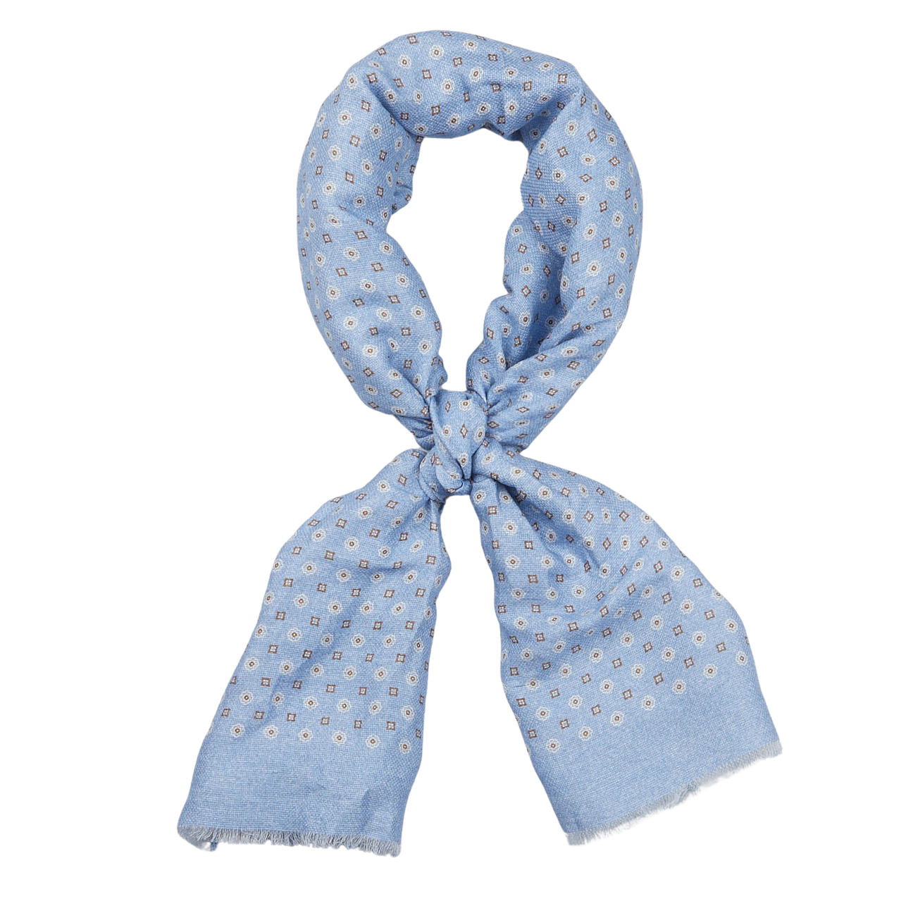 Sky Blue Medallion Printed Cotton Linen Scarf