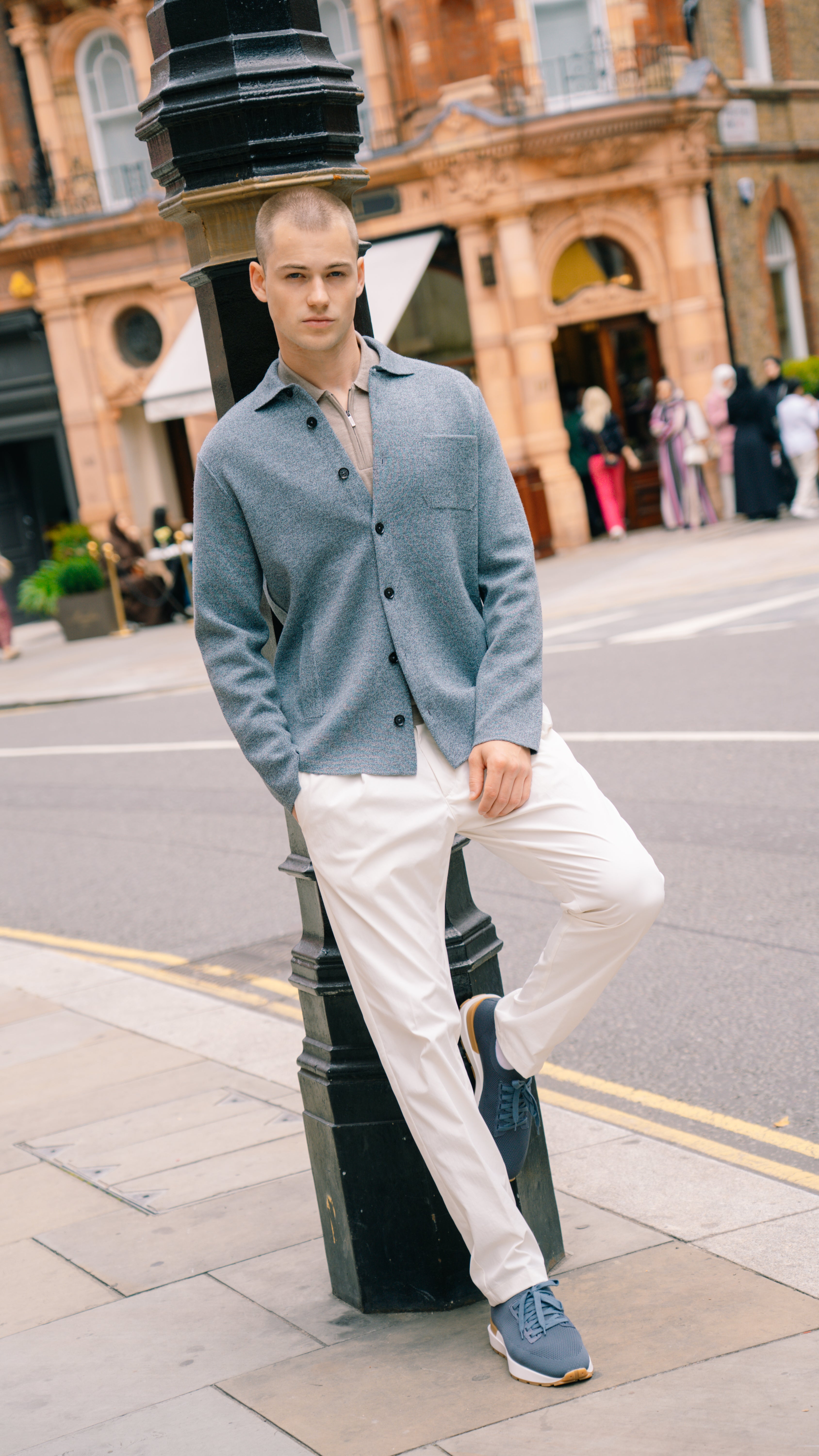 White Nylon Stretch Drawstring Trousers