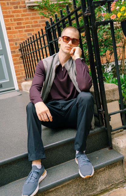 Navy Blue Nylon Stretch Drawstring Trousers